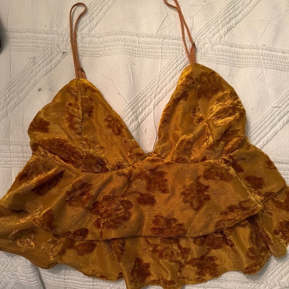 Gold velvet club top